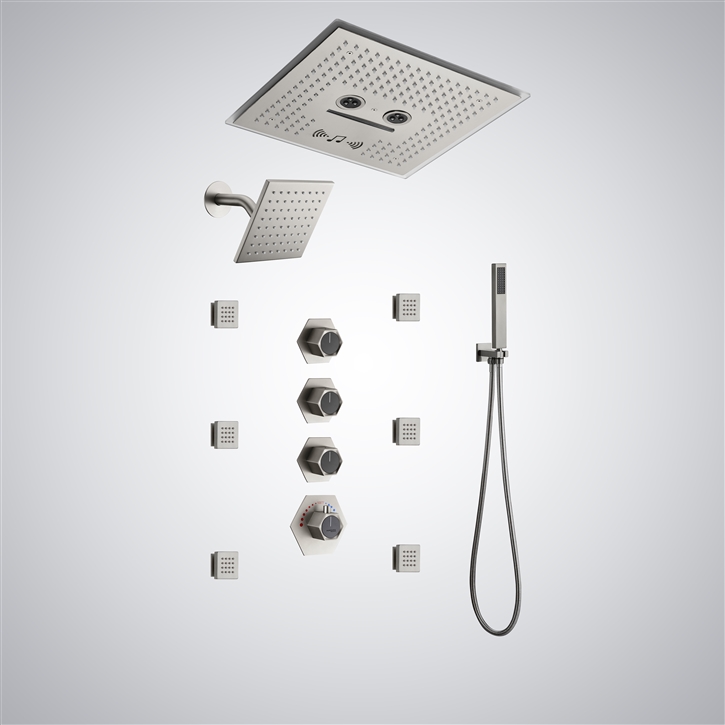 Fontana Pioggia Brushed Nickel Luxury Rainfall Shower Set