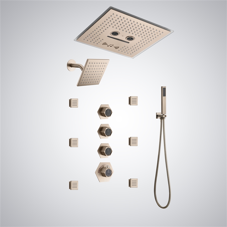 Fontana Pioggia Champagne Deluxe Waterfall Shower Set