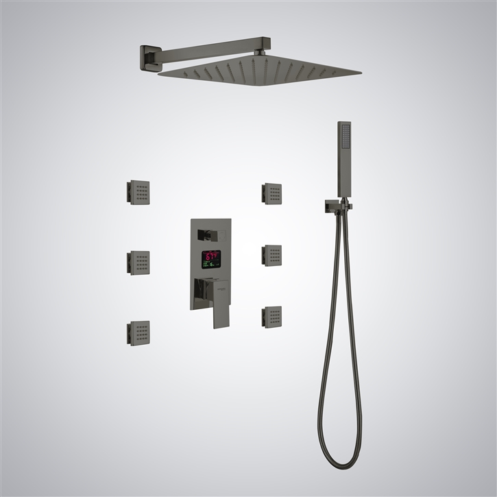 Fontana Nimbus Gun Metal Gray Thermostatic LED Shower Set