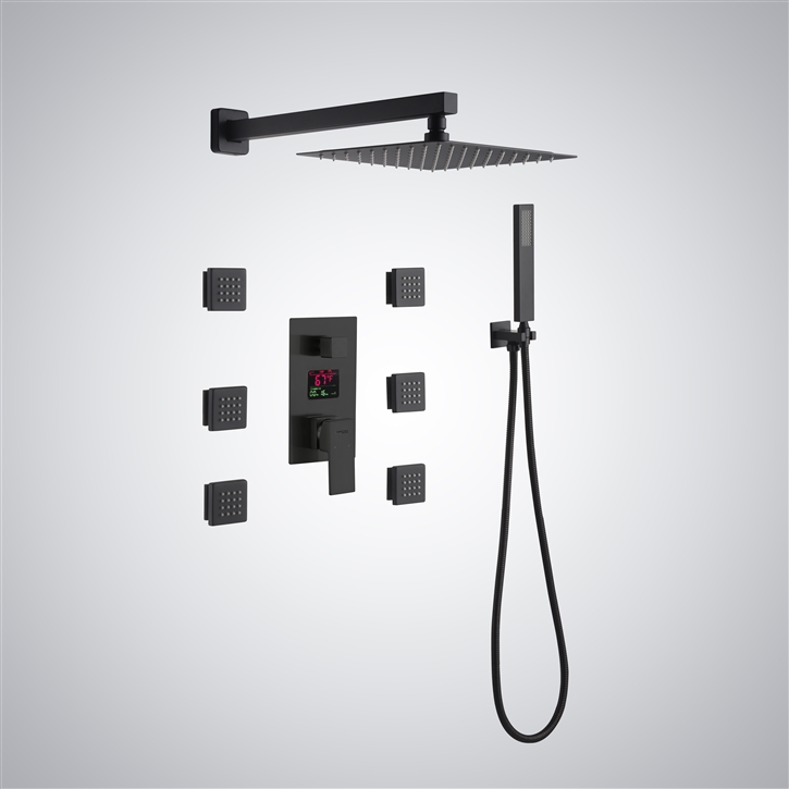 Fontana Nimbus Matte Black High-Pressure Body Jet Shower Set