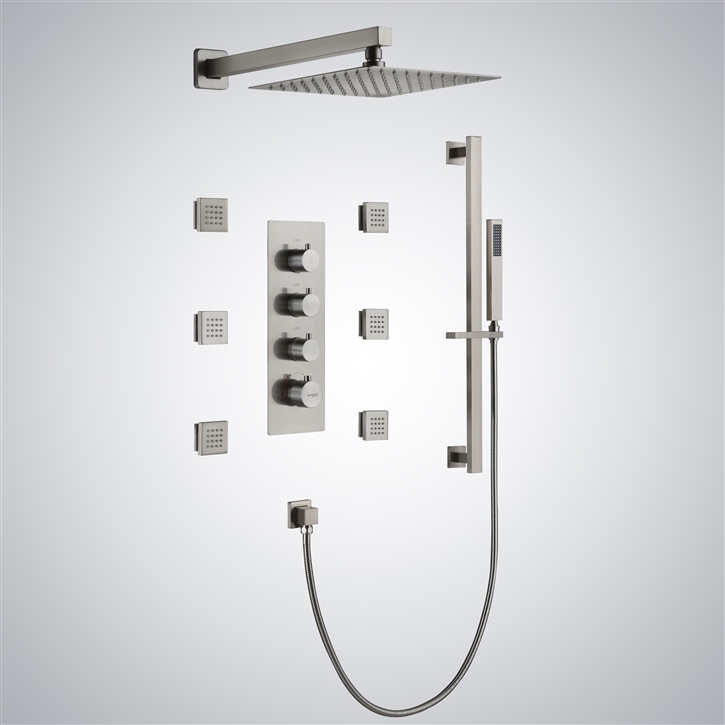 Fontana Dulce Brushed Nickel Anti-Scald Body Jet Shower Set