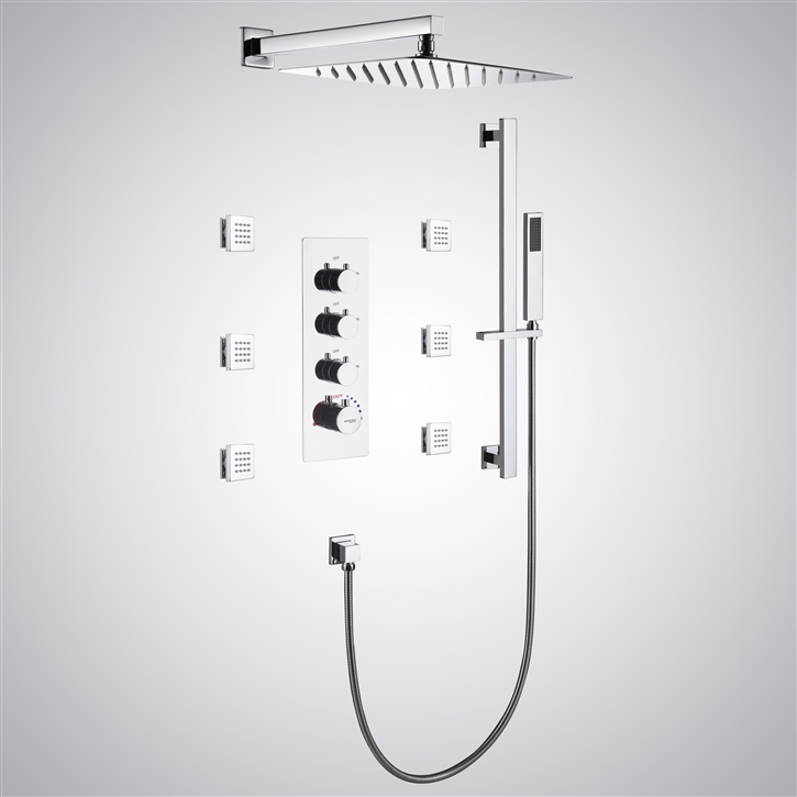 Fontana Dulce Chrome Thermostatic Rainfall Shower Set â€“ Luxury Modern ...