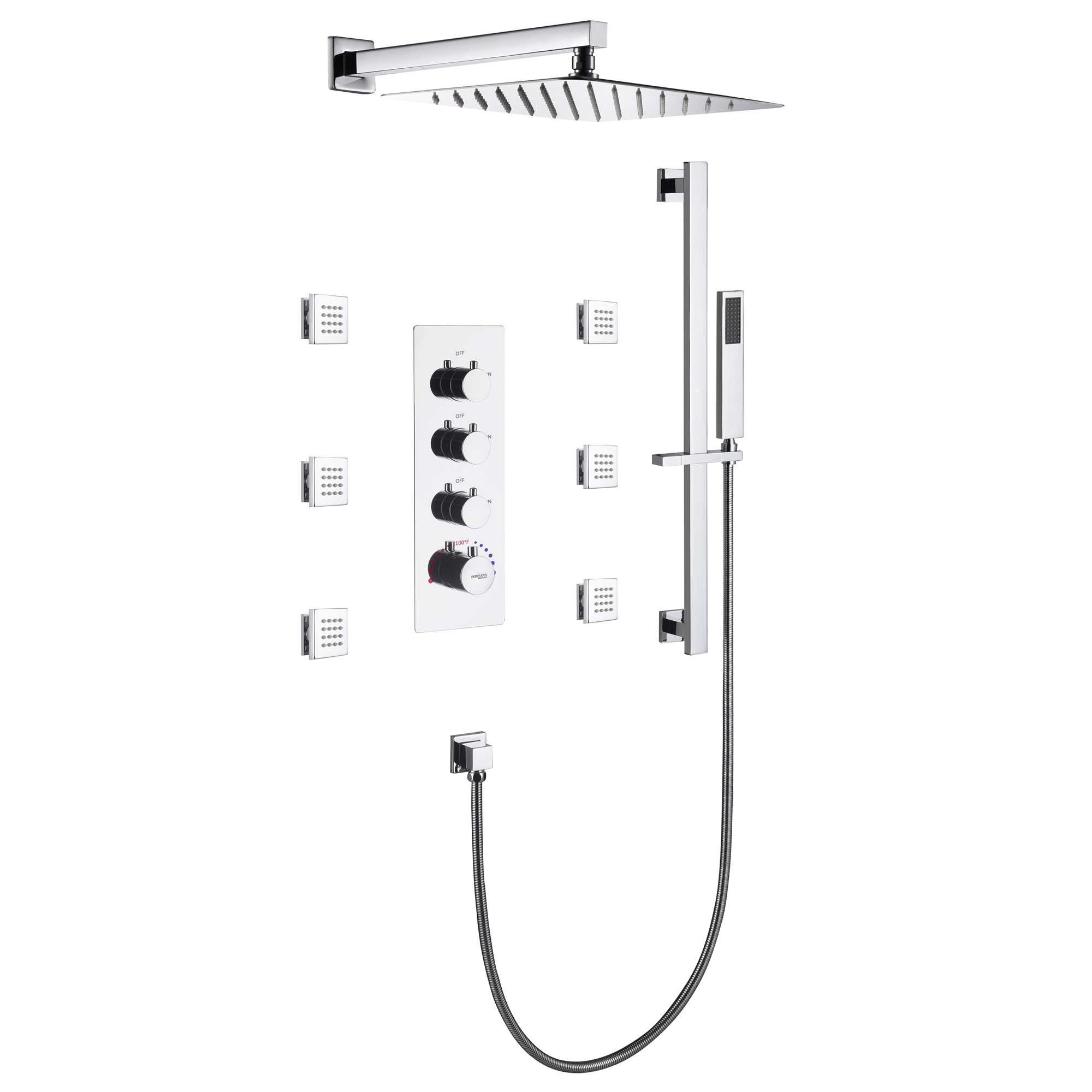 Fontana Dulce Chrome Thermostatic Rainfall Shower Set â€“ Luxury Modern ...
