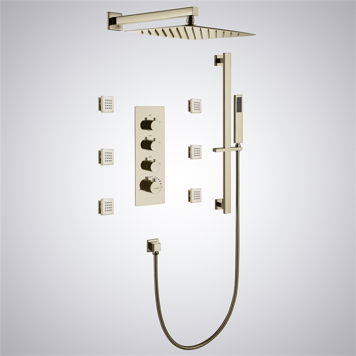 Fontana Dulce Champagne Modern Thermostatic Shower Set