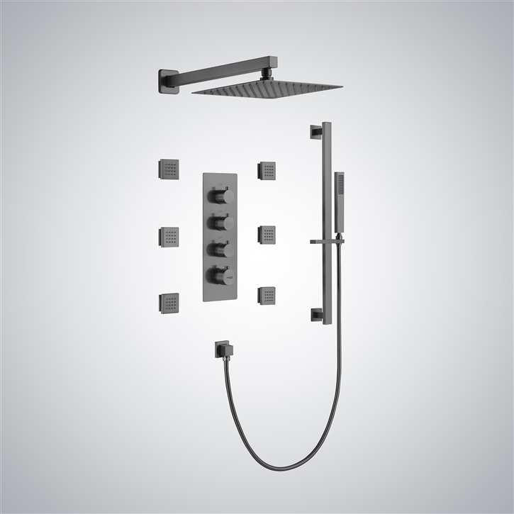 Fontana Dulce Gun Metal Gray Anti-Scald Multi-Function Shower Set