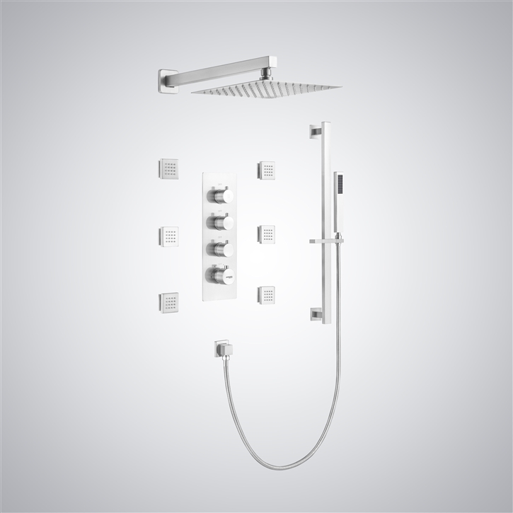 Fontana Dulce Matte White Minimalist Rainfall Shower Set