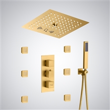 Fontana Brisa Brushed Gold Ceiling-Mounted LED & Music Shower Set
