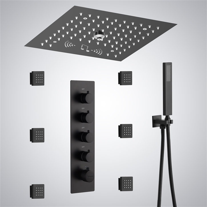 Fontana Claro Matte Black Multi-Function Jet Shower Set