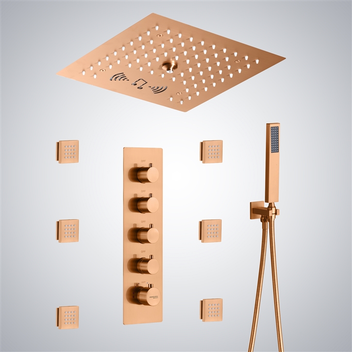 Fontana Claro Rose Gold LED Music Spa Shower Set â€“ Modern Luxury Shower