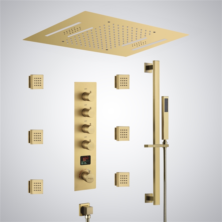Fontana Rayo Brushed Gold Premium Shower Set