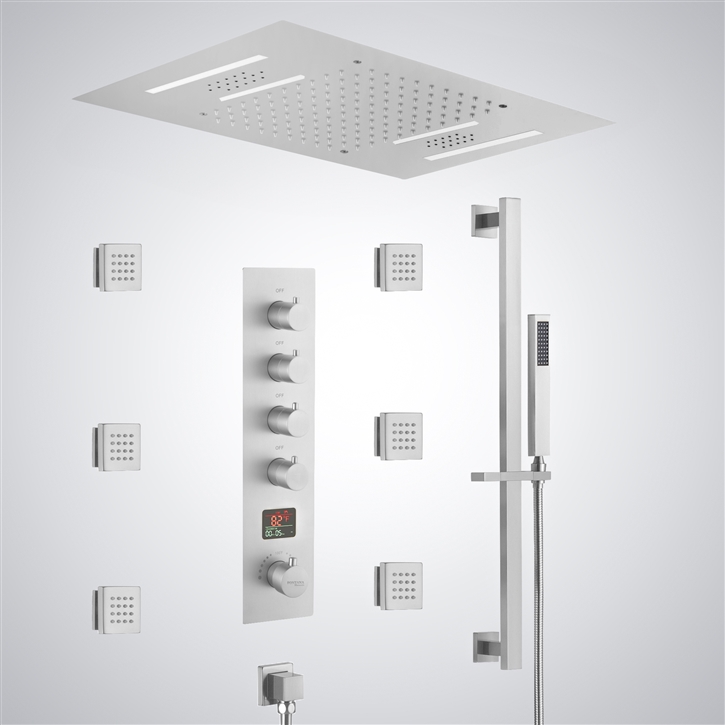 Fontana Rayo Matte White Contemporary Shower Set