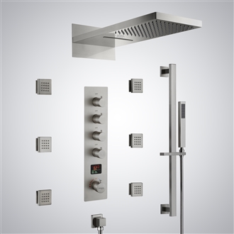 Fontana Tusa Brushed Nickel Digital Display Shower Set