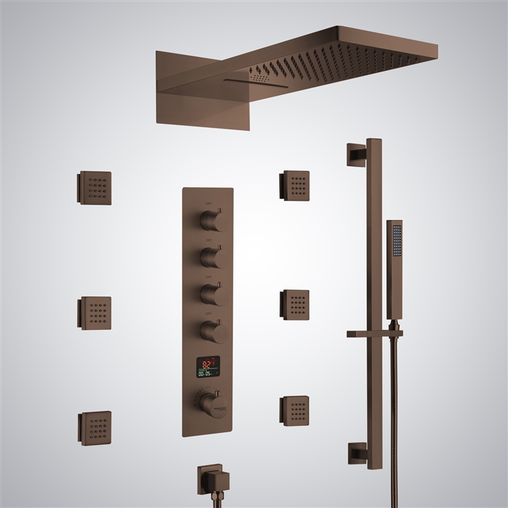 Fontana Tusa Oil Rubbed Bronze Thermostatic Body Jets Shower Set