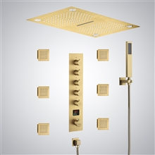 Fontana Gijon Brushed Gold Thermostatic LED Display Shower Set