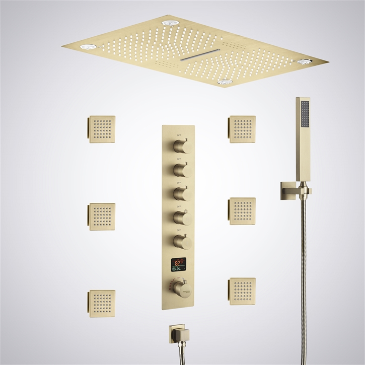 Fontana Gijon Champagne Shower Set â€“ 5 Function LED Thermostatic ...