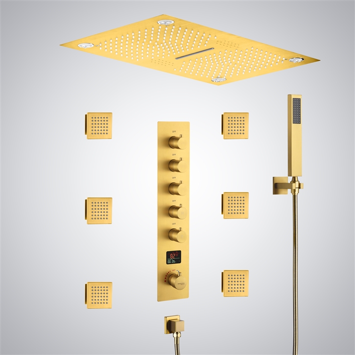 Fontana Gijon Gold Shower Set â€“ 5 Function LED Thermostatic Digital ...