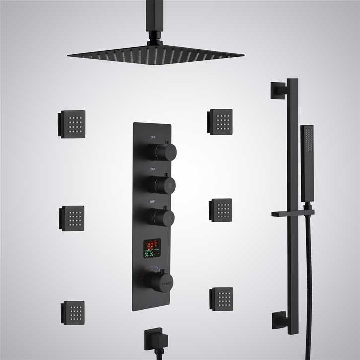 Fontana Ribes Matte Black Luxury Spa-Inspired Shower Set