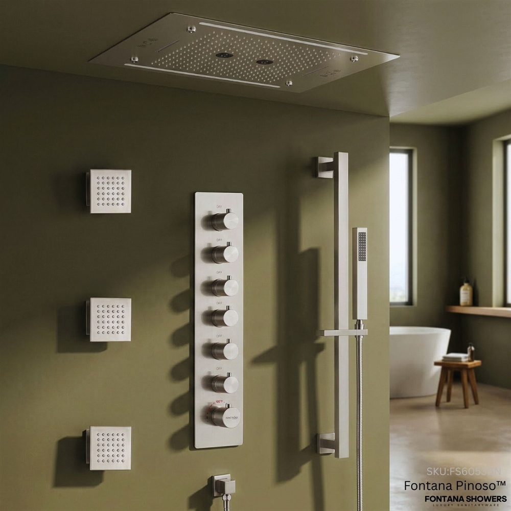 Fontana Pinoso Brushed Nickel Multi-Mode Luxury Shower Set