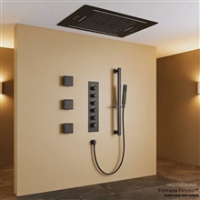 Fontana Pinoso Matte Black Ceiling-Mounted LED Shower Set
