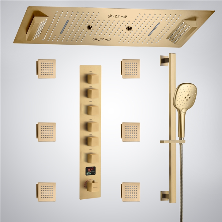 Fontana Artes Brushed Gold LED Color Display Shower Set