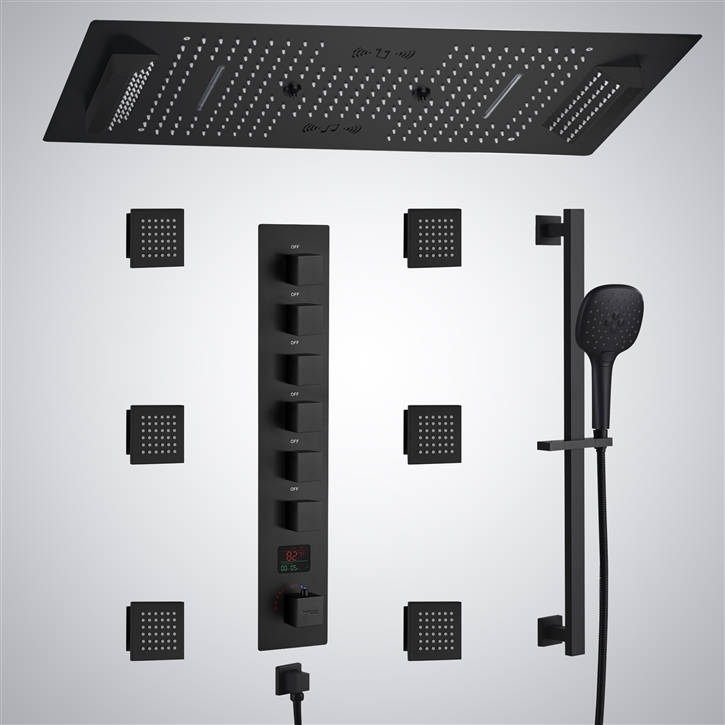 Fontana Artes Matte Black LED & Bluetooth Luxury Shower Set