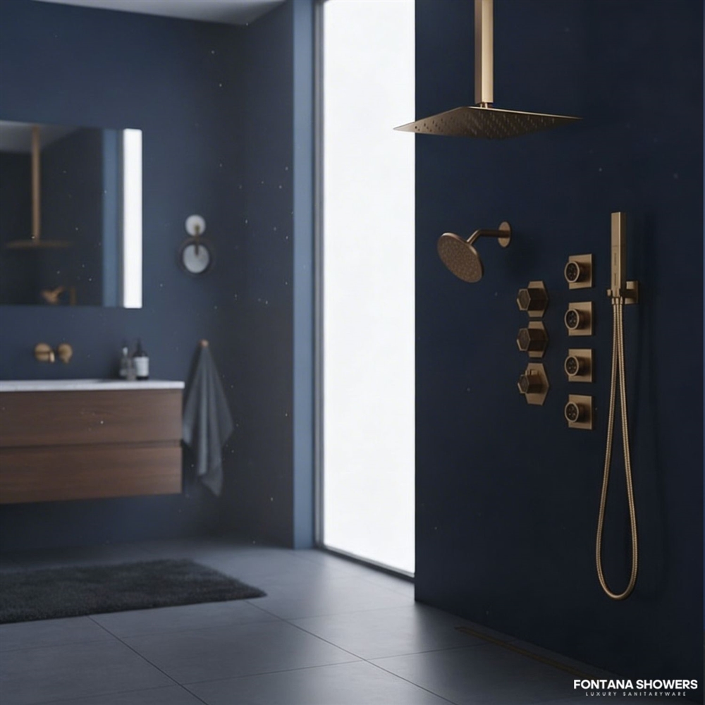 Fontana Priego Brushed Gold Multi-Function Shower Set