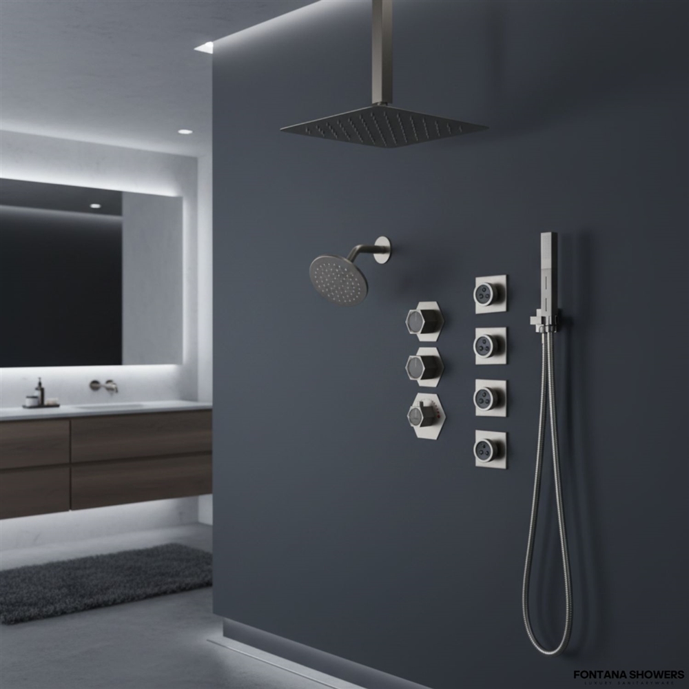 Fontana Priego Brushed Nickel Thermostatic Shower Set