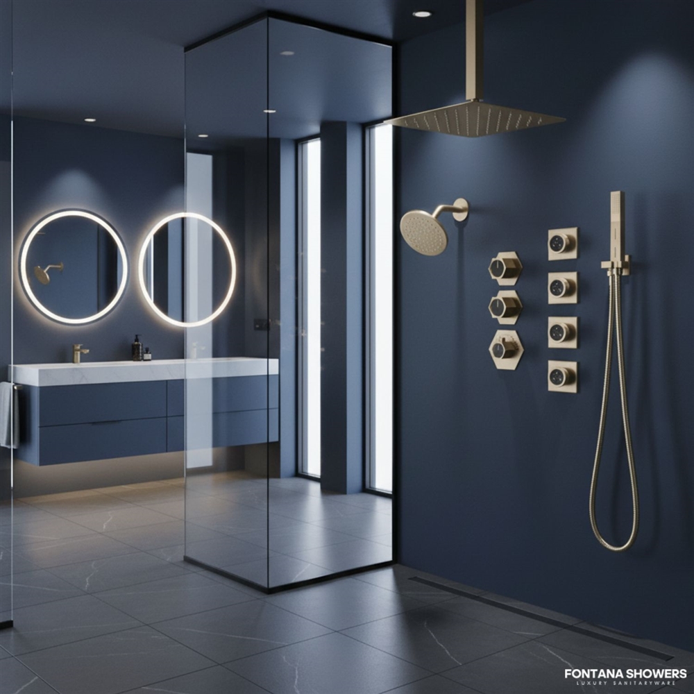 Fontana Priego Champagne Designer Rain Shower Set