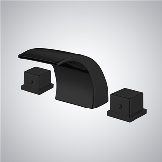 Fontana Casina Matte Black Contemporary Dual Handle Waterfall Faucet