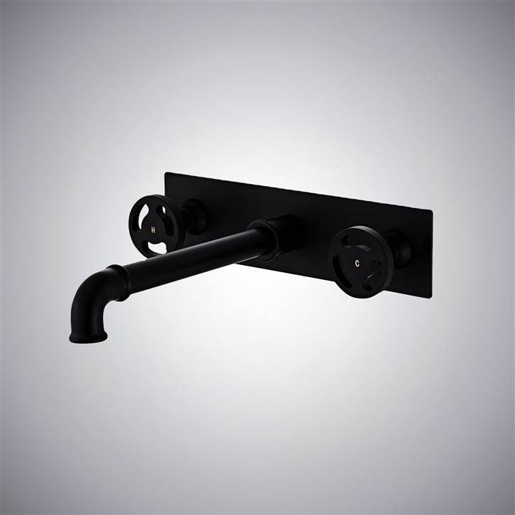 Fontana Amantea Matte Black Long Spout Wall-Mounted Faucet