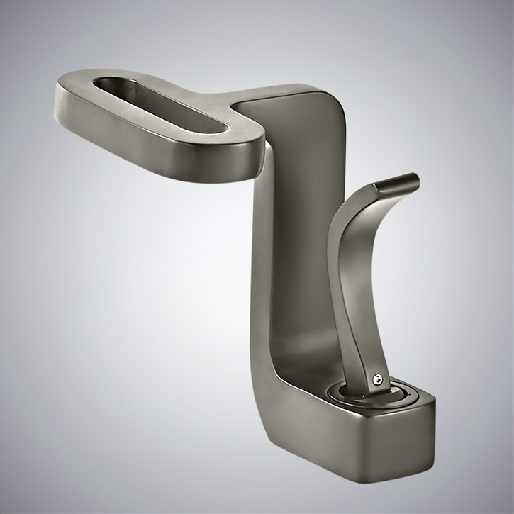 Fontana Sinnai Gun Metal Gray Waterfall Mixer Basin Faucet