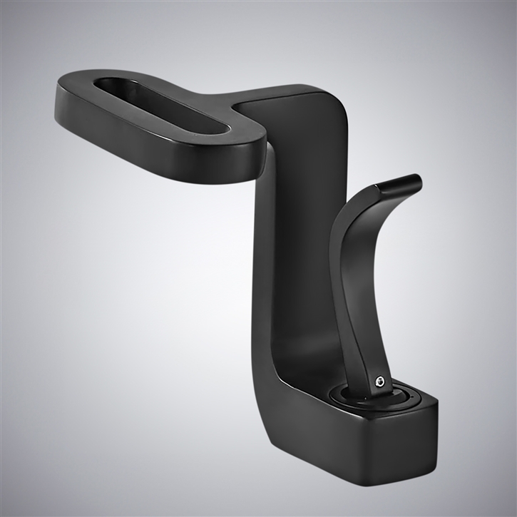 Fontana Sinnai Matte Black Cold Waterfall Basin Faucet