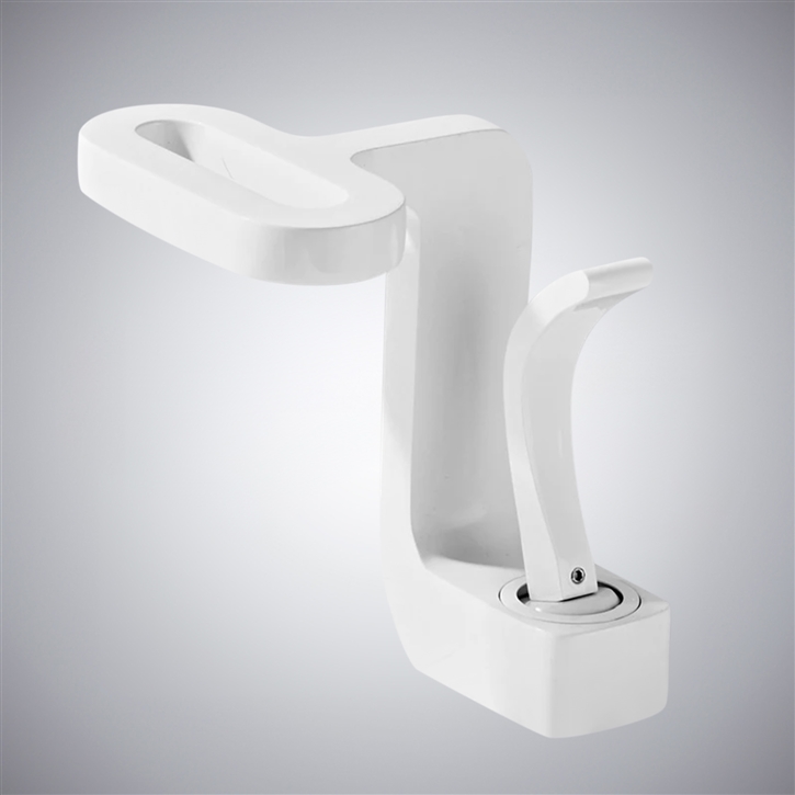 Fontana Sinnai Matte White Hot & Cold Mixer Waterfall Faucet