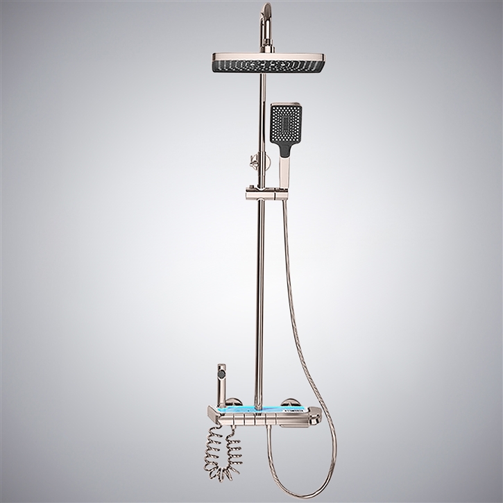Fontana Caravia Brushed Nickel Temperature Control Shower Set