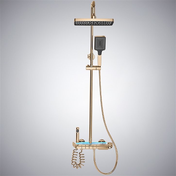 Fontana Caravia Champagne Digital Temperature Control Shower Set