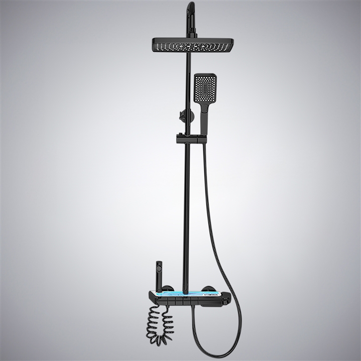 Fontana Caravia Matte Black Hydro Powered Luxury Shower Set