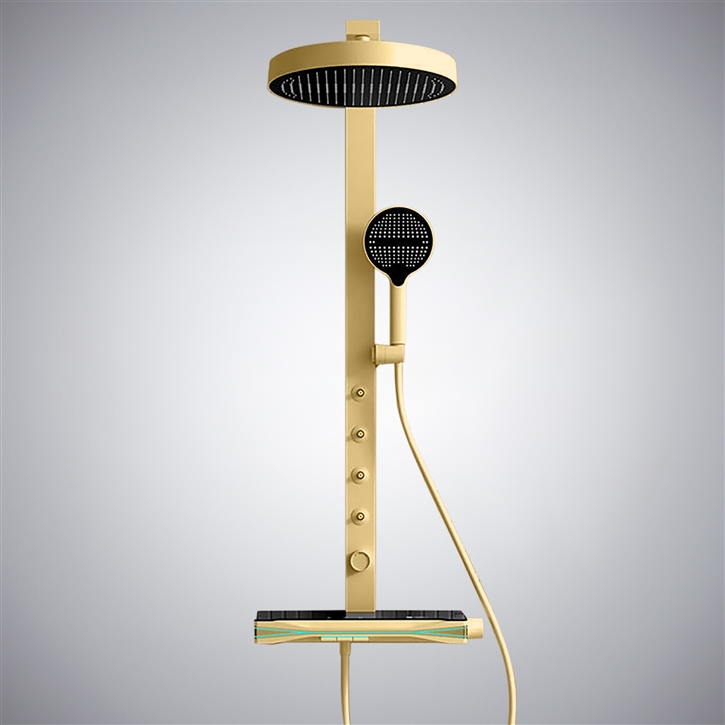 Fontana Cardona Brushed Gold Modern Rainfall Shower Set