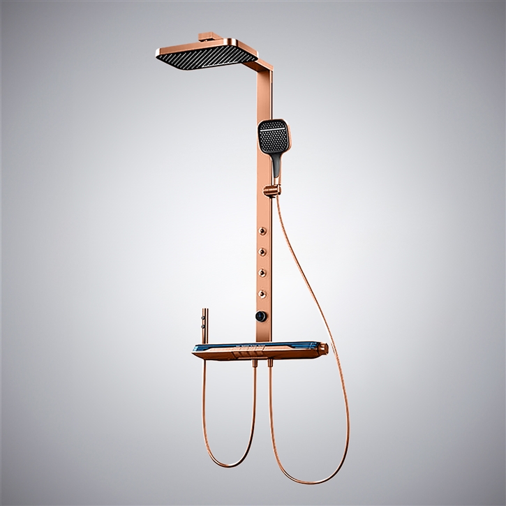 Fontana Gaggi Rose Gold Thermostatic Rain Shower Set