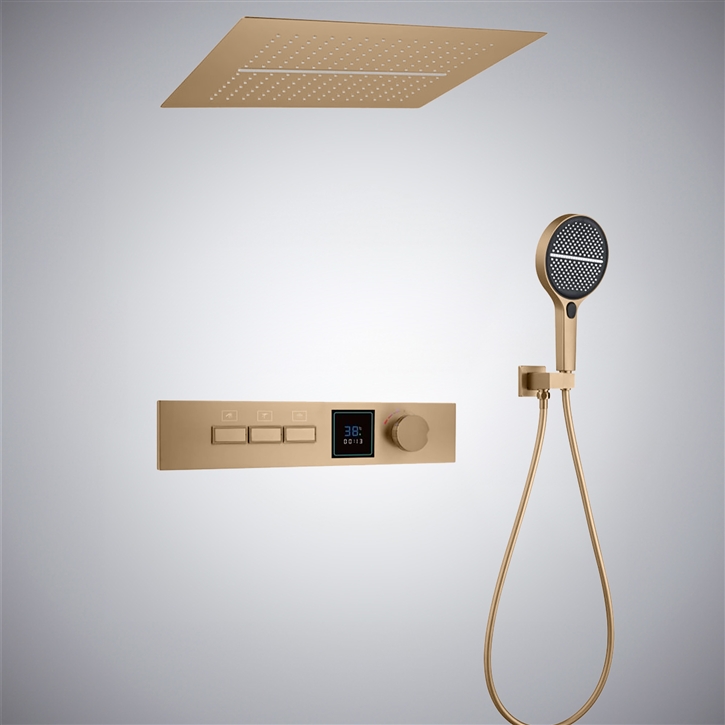 Fontana Anover Champagne Deluxe Rainfall and Waterfall Shower Set