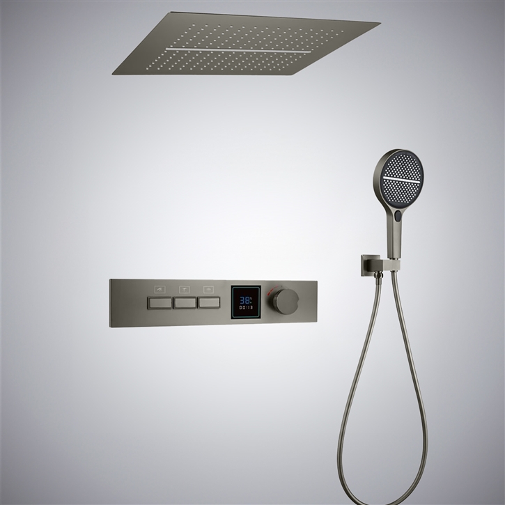 Fontana Anover Gun Metal Gray Sleek Wall-Mounted Shower Set