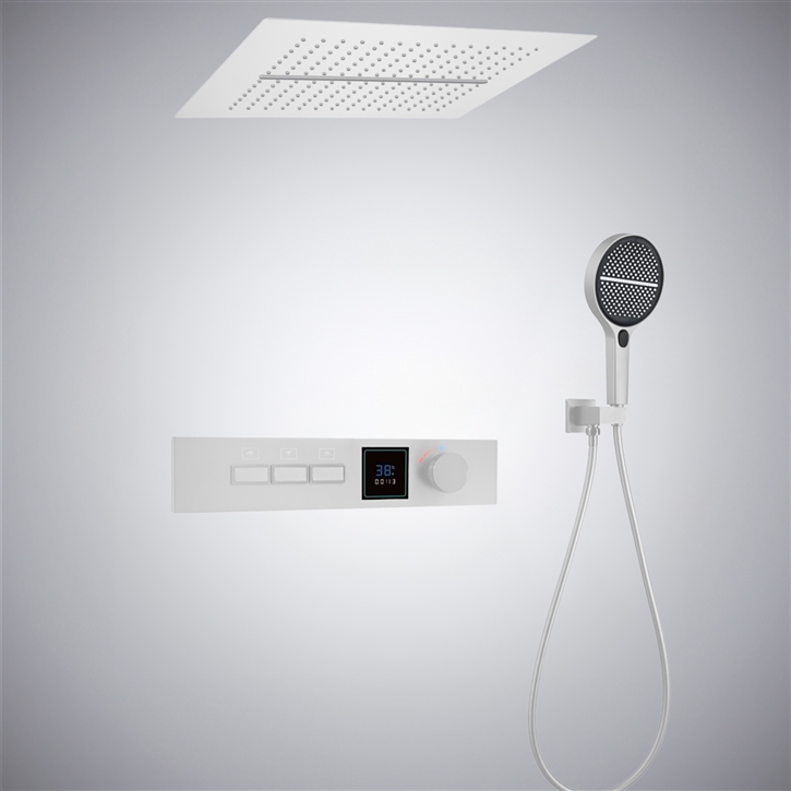 Fontana Anover Matte White Minimalist Smart Thermostatic Shower Set