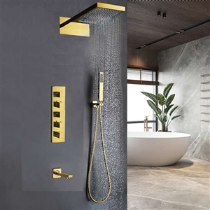 Fontana Brand vs Home Depot Mecca Designer Brushed Gold Wall Mount Shower Set with Handheld Shower Head