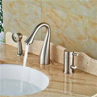 3pcs Single Handle Brushed Nickel Bathtub Faucet with Hand shower