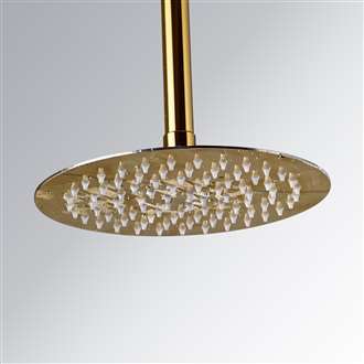 Luxury Shower Head Fontana Polished Gold Finish 10" Round Rain Shower Head Ceiling Mount