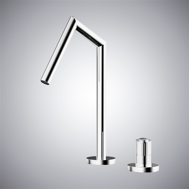 Fontana Chrome Ethereal Faucet With Constant Temperature Control Button For Hot And Cold Water