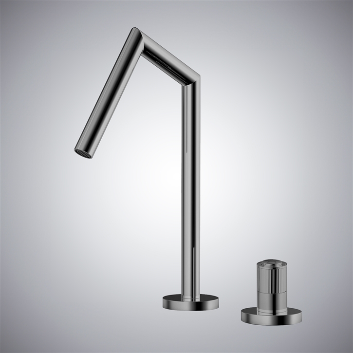 Fontana Gun Metal Gray Faucet With Constant Temperature Control Button For Hot And Cold Water