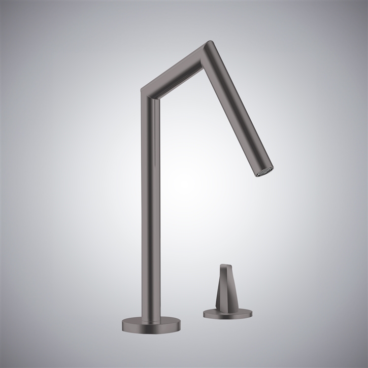 Fontana Gun Metal Gray In 2 Hole Split Style Rotary Switch Tap Hot And Cold Faucet
