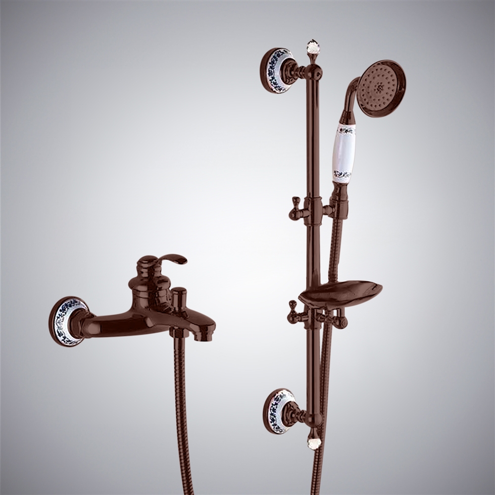 Fontana Sassari Wall Mount Shower Set With Soap Dish In Oil Rubbed Bronze Finish