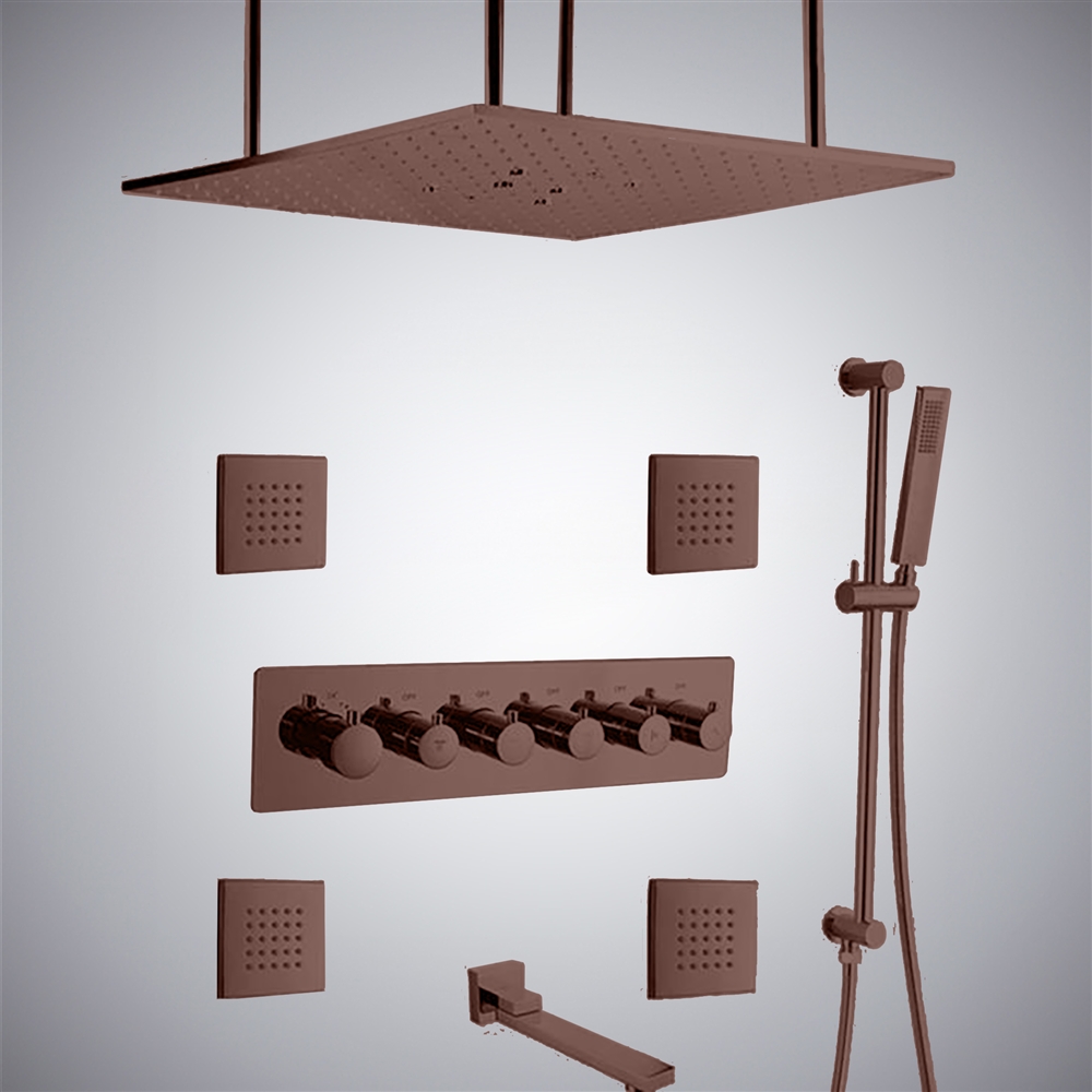 Fontana Luxury Oil Rubbed Bronze Ceiling Mounted Shower Set | LED ...