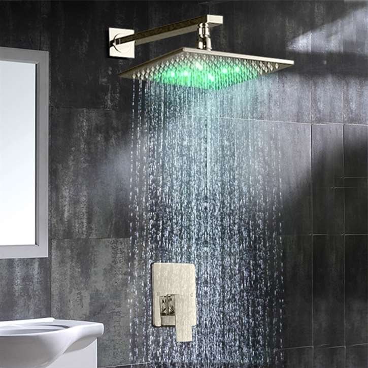 Brushed-nickel wall-mounted LED shower-system installation planning
